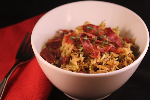 Brussels sprout and bacon orzo