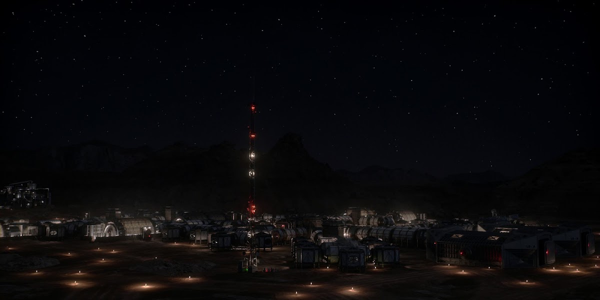 Happy Valley Mars base at night in 'For All Mankind' season 4