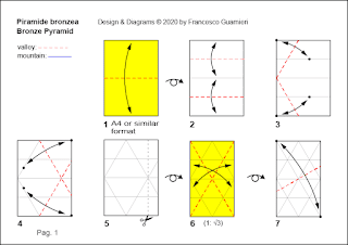 Origami Diagrams, pag. 1: Piramide Bronzea - Bronze pyramid by Francesco Guarnieri