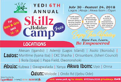 Yedi 6th Annual Skills Holiday Camp for Nigeria Young teens | Call for Yedi Volunteers