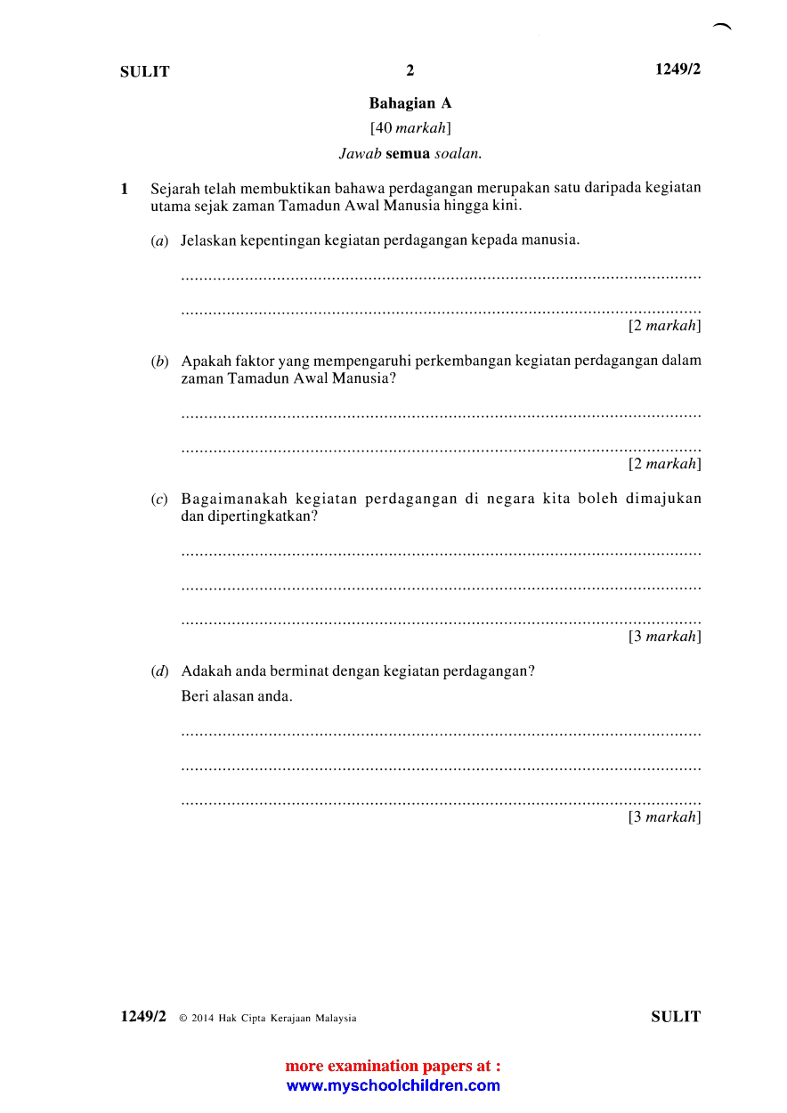 Contoh Jawapan Sejarah Kertas 2 Tingkatan 4 - Perak