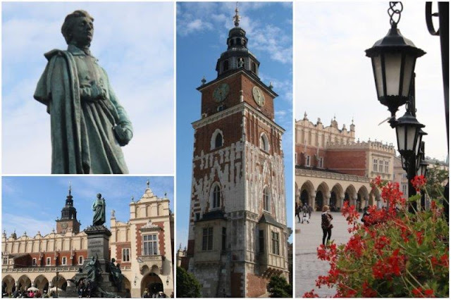 Monumento a Adam Mickiewicz – Lonja de los Paños – Torre del antiguo Ayuntamiento en la Plaza Mayor o del Mercado de Cracovia