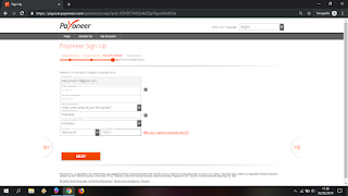 Mengisi form pendaftaran payoneer