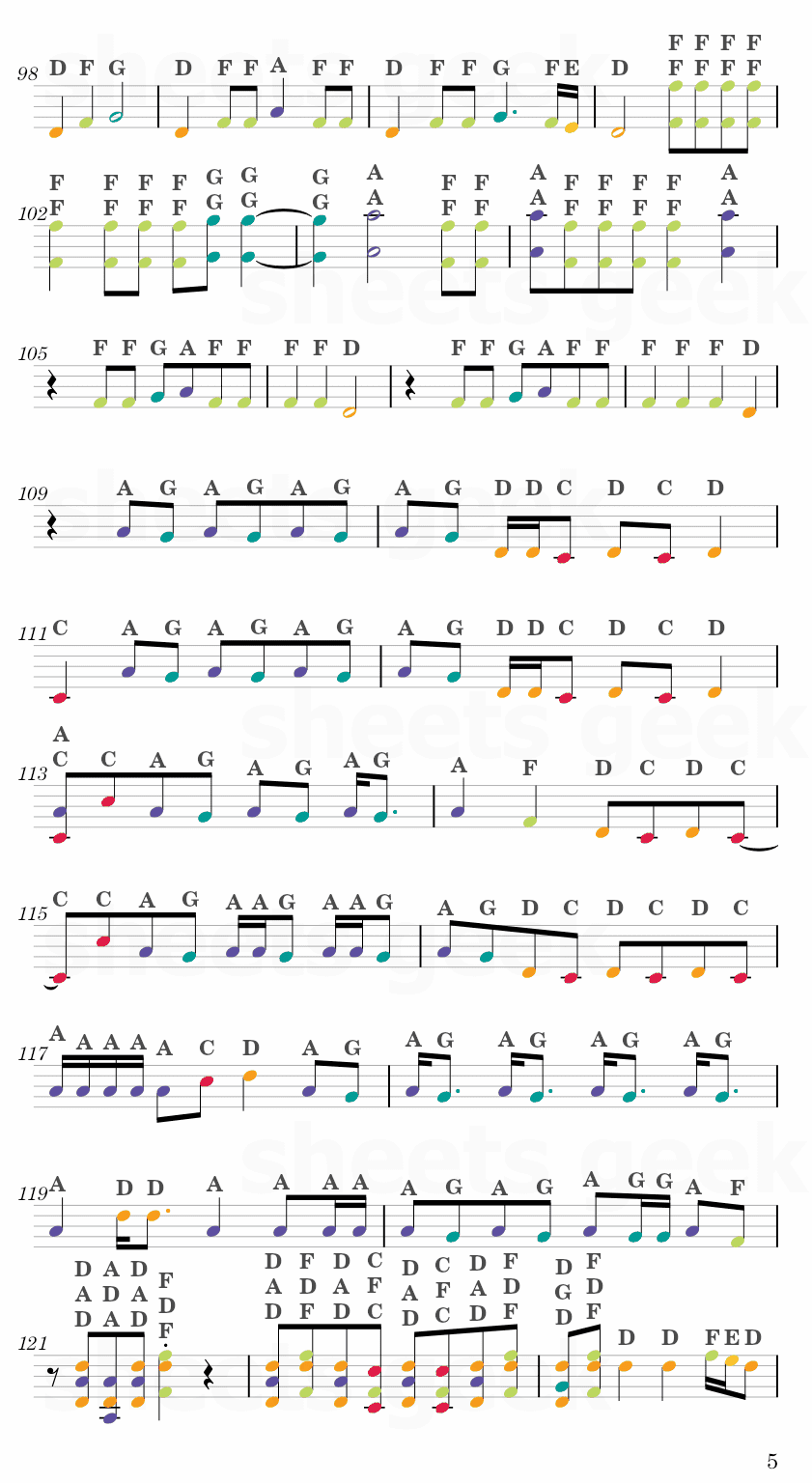 Sticker - NCT 127 Easy Sheet Music Free for piano, keyboard, flute, violin, sax, cello page 5
