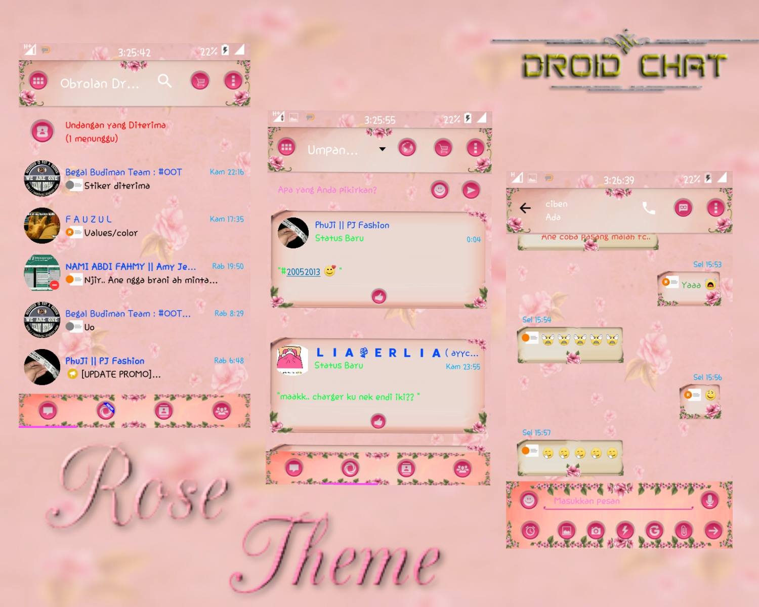 JAGO TECKNO BBM Droid Chat V10114 Rose Themes Based BBM V213114