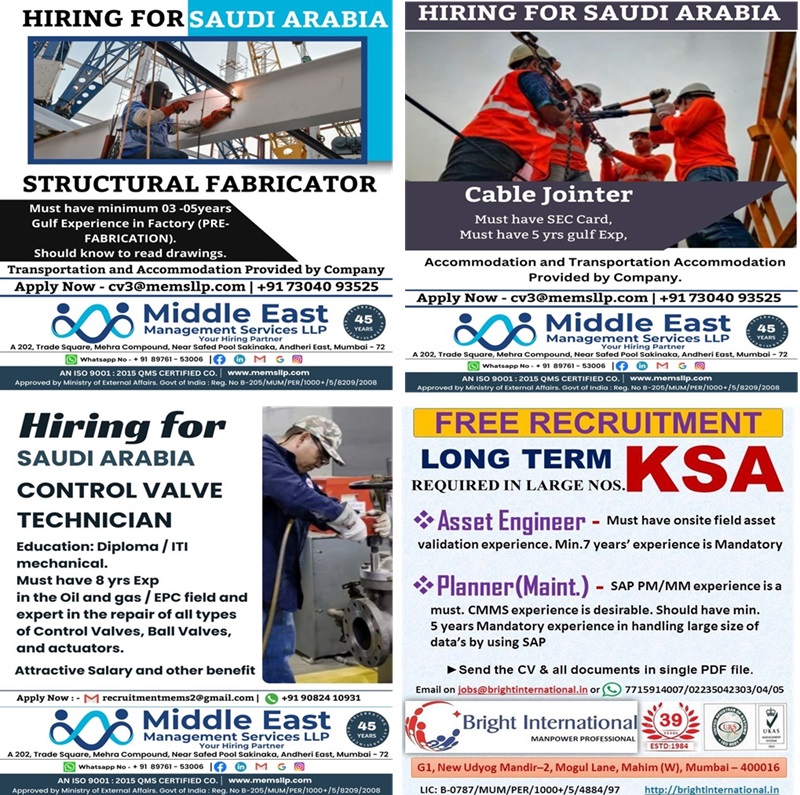 Gulf And Europe Job Vacancy