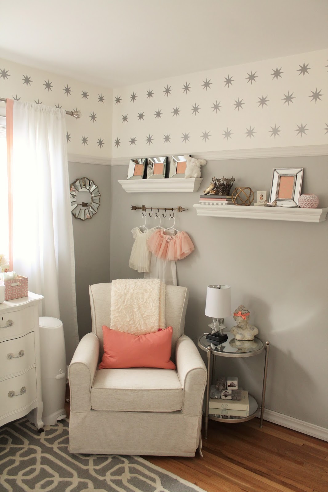 12th and White Peach  and Gray  Nursery Reveal