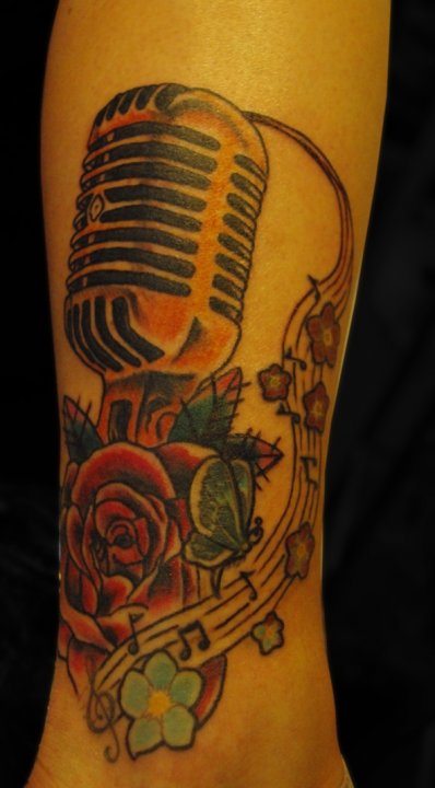 So I added a rose and an old school mic fixed some of the lines and made