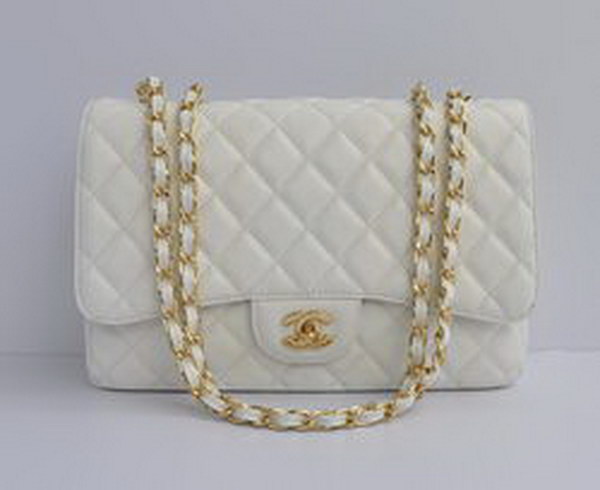 Chanel 2.55 Classic (White with Gold Chain)