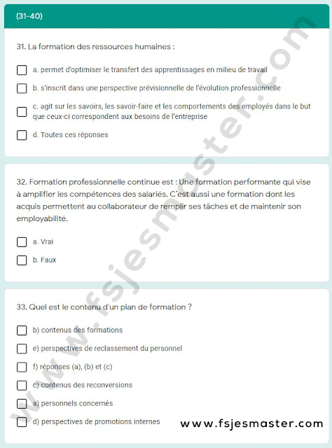 Exemple Concours Master Management Stratégique des Ressources Humaines (MSRH) 2021-2022 - Fsjes Agdal