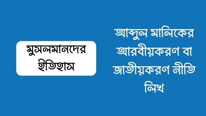 আব্দুল মালিকের আরবীয়করণ বা জাতীয়করণ নীতি লিখ
