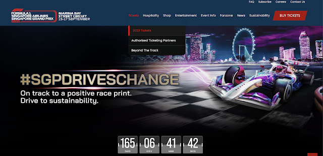 F1シンガポールGP公式サイトでの購入手順ーチケット購入ページスクリーンショット