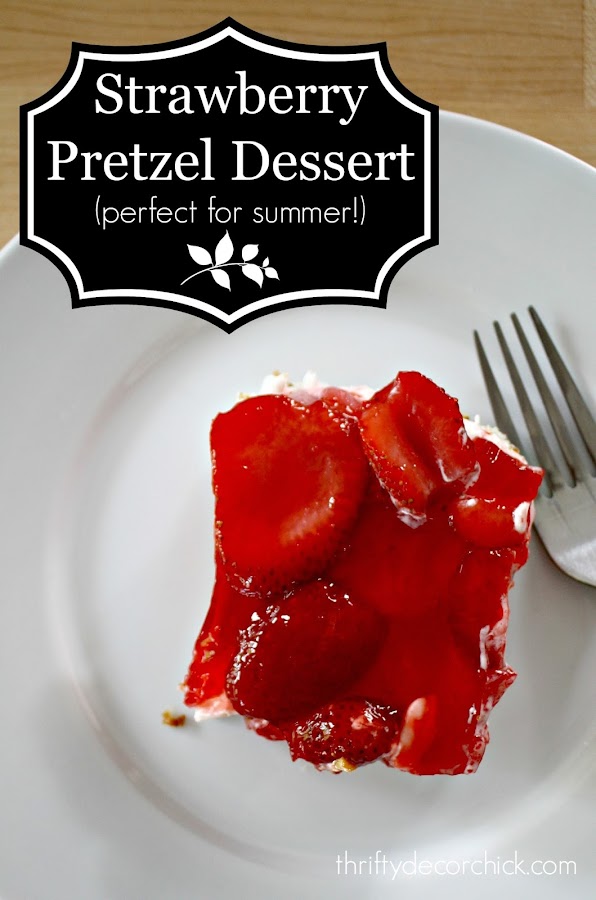 Strawberry cream cheese and pretzel dessert