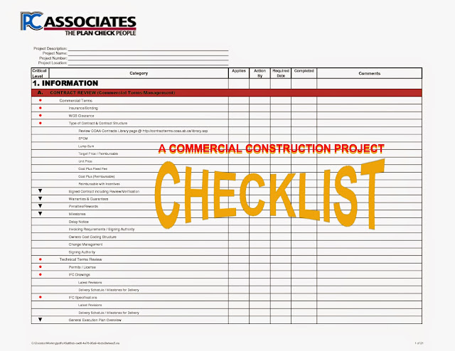 Review a construction project checklist