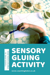 Sensory Gluing Activity for Toddlers and Preschoolers with grains and pulses