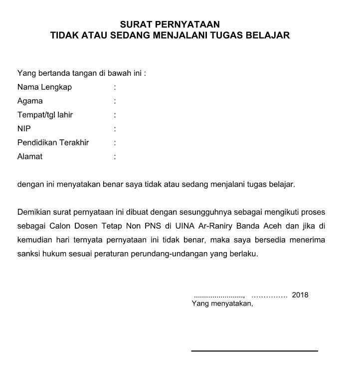 Contoh Surat Tugas Belajar Dosen  Contoh Surat