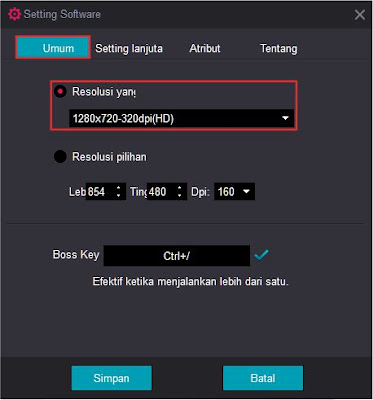 Setting Software Umum KOPLAYER