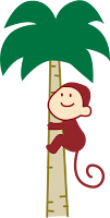 猿　さる　お猿さん　モンキー　南国　ヤシの木　椰子の木　気に登る