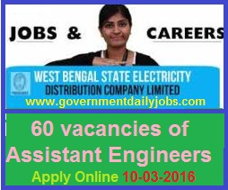 WBSEDCL RECRUITMENT 2016 APPLY ONLINE FOR 60 ASSISTANT ENGINEER POSTS