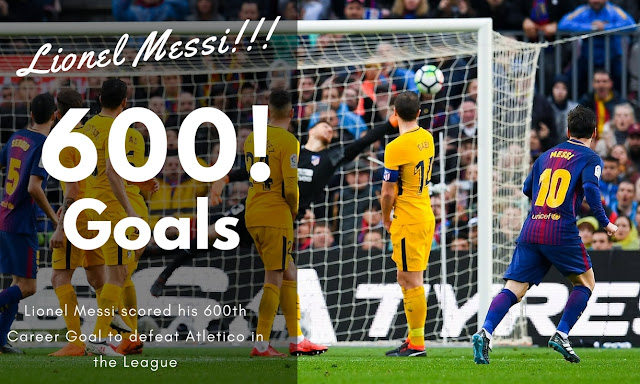 Lionel Messi scored the 600th goals of Career with a splendid free kicks
