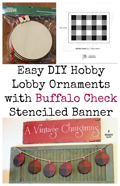 Hobby Lobby DIY Craft Ornament Buffalo Check Banner #oldsignstencils #buffalocheck #Christmasbanner #stencil