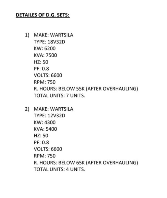 WARTSILA 115MW HFO POWER PLANT