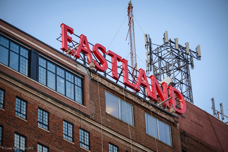 Westin Eastland Hotel sign in Congress Square. Portland, Maine. Photo by Corey Templeton.