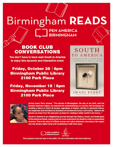 Join Birmingham Reads Pen America Birmingham Book Club Conversations at Central Library  on November 18