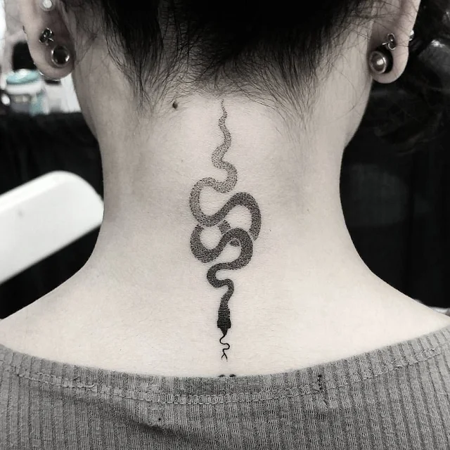 Snake design Tattoo on Neck