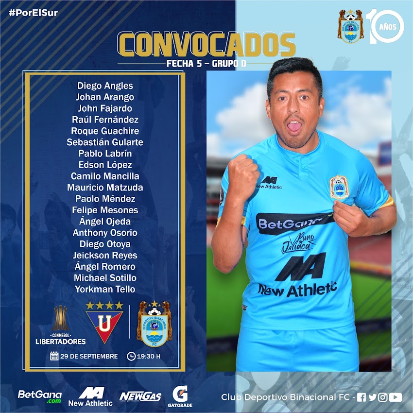 CONVOCADOS de Binacional FC para su cotejo con Liga(Q)