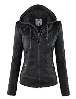 Leather Hoodie Faux Leather Motorcycle Jacket With Hoodie