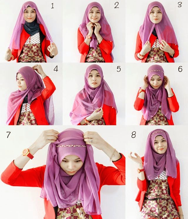 Model 4. Cara Memakai Kerudung Segi Empat image