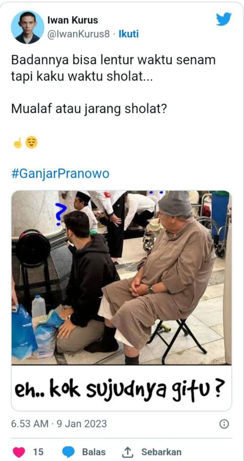 Ganjar Diserang Soal Gerakan Salat, Dibilang Mualaf dan Jarang Shalat, Netizen Singgung Ibnu Muljam yang Salat Sempurna, Tapi...