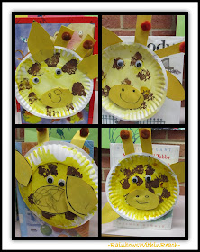 Preschool Paper Plate Giraffe Creations in Response to picture book, "Tall Giraffe" by Debbie Clement