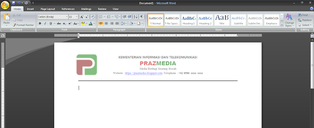 Cara Membuat Kop atau Kepala Surat di Microsoft Word Cara Membuat Kop atau Kepala Surat di Microsoft Word 2007