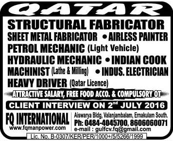 Attractve salary job vacancies for Qatar