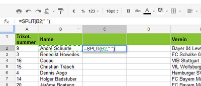 Die Split-Funktion in Google Docs