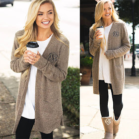 monogram cozy cardigan sweater