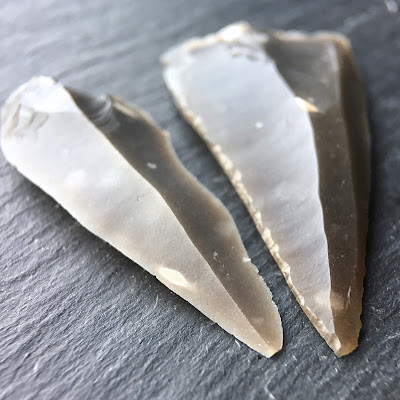 Knapped flint flakes, or blades