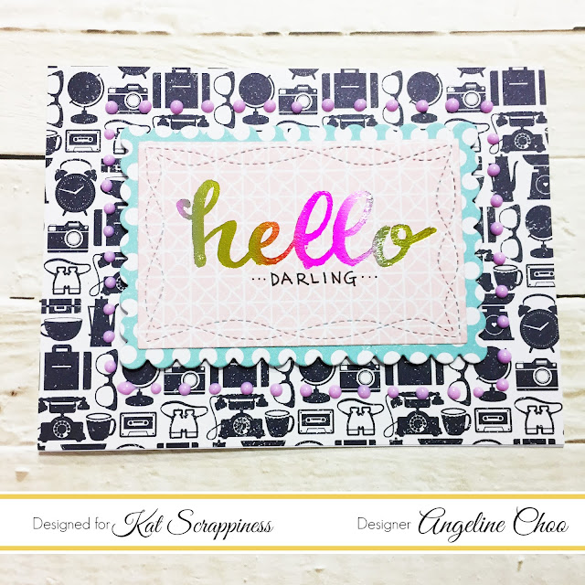 ScrappyScrappy: Customized Foil Card with Kat Scrappiness #scrappyscrappy #katscrappiness #ginamariedesigns #heidiswapp #minctonerpen #mincfoil #thermoweb #decofoil #summerrainbow #shimelle #foil #foiling #nuvodrops #tonicstudios #hellodarling #diecut #card #cardmaking #papercraft