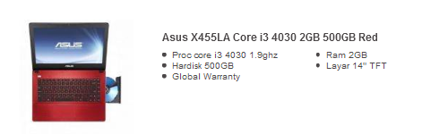 Harga Laptop Asus Core i3