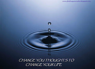 Image shows the ripples of a single drop of water landing into a pool of water with text: Change Your Thoughts To Change Your Life