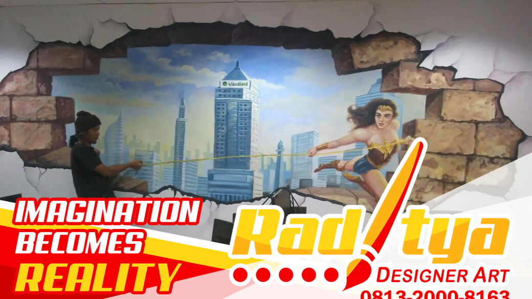 Lukisan Mural Dinding  Simple  3D  Yang Cantik