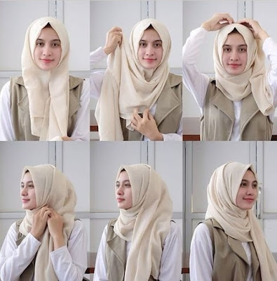 tutorial model hijab pashmina pesta modern terbaru