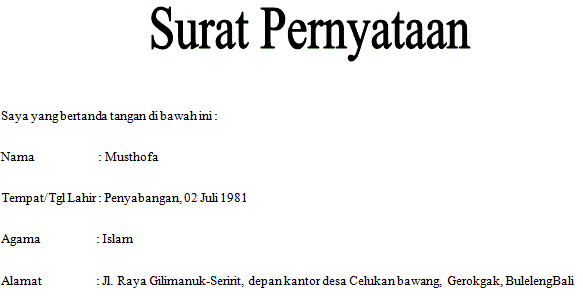 Contoh Surat Pernyataan  Cara Membuat Surat Pernyataan 