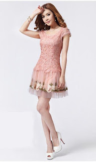 Gambar Dress Brokat Pendek Pink Terbaru
