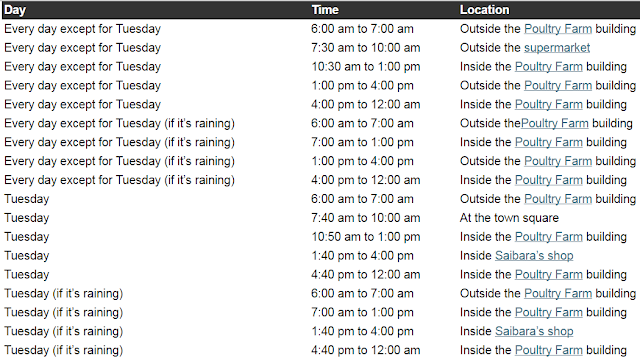 Rick’s schedule