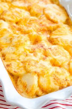 You'll love our quick shortcut tip for making these Easy, Cheesy Scalloped Potatoes are smothered in a creamy cheese sauce and baked to perfection.