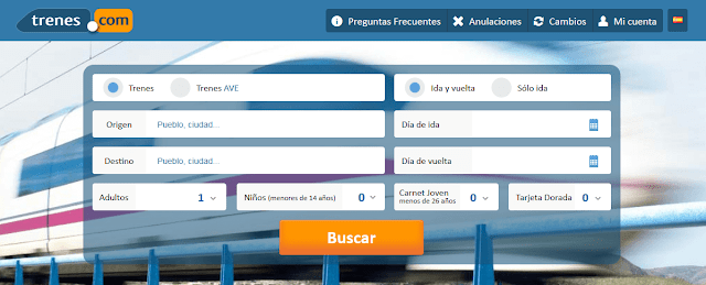 Buscar billetes de tren AVE en Trenes.com