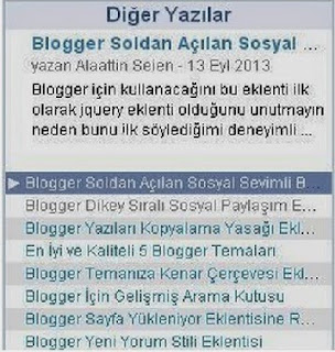 Blogger En Son Yazılar Eklentisi 